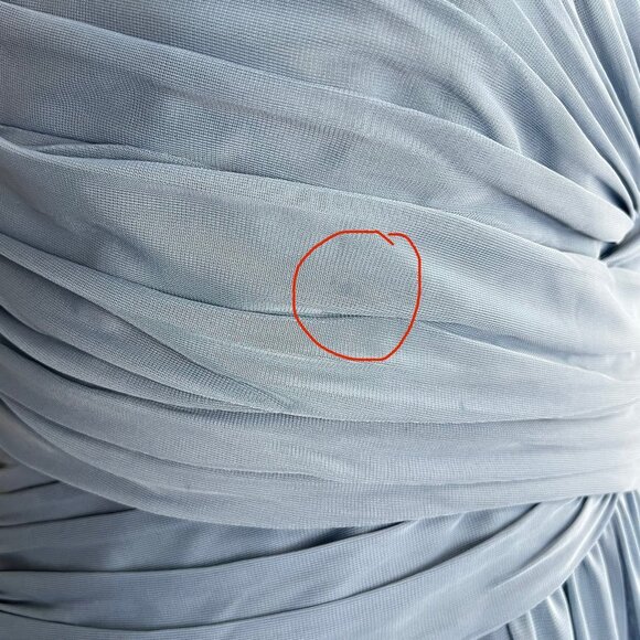 Davids Bridal Womens Plus W11480 Mesh Short Bridesmaid Dress Steel Blue size 20 - Picture 12 of 13